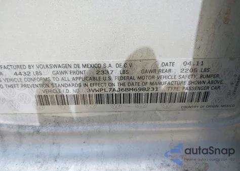 2011 Volkswagen Jetta Sportwagen 2.0L Tdi from USA, damaged, VIN 3VWPL7AJ6BM698231